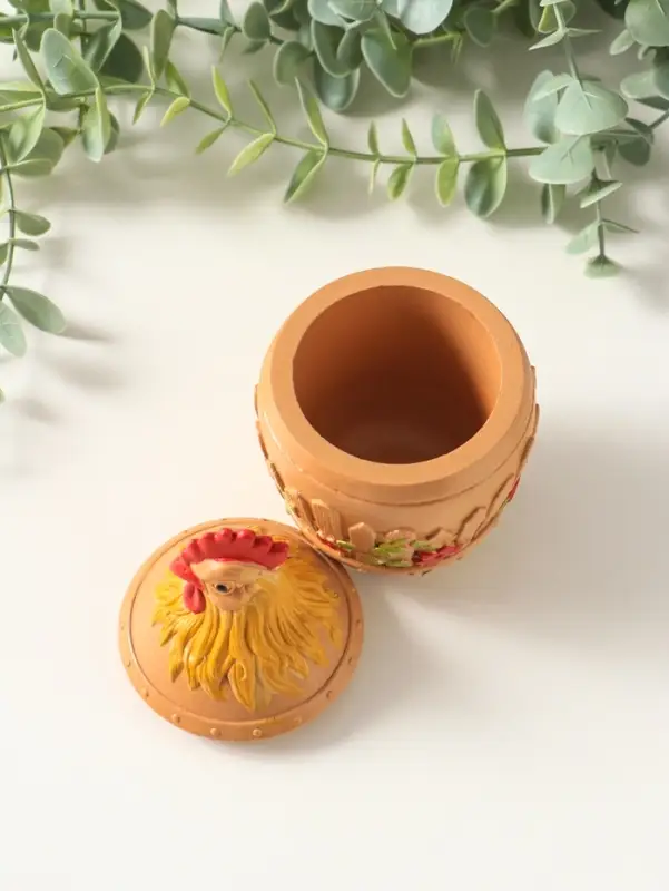 Шкатулка с крышкой для украшений &laquo;Петух&raquo;, 13&times;7 см, охра