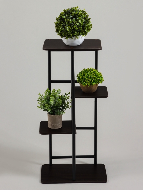 Подставка для цветов Greengo, 4 полки, 36 × 23 × 74 см, напольная, каркас металл, полки МДФ, чёрная Подставка для цветов Greengo, 4 полки, 36 × 23 × 74 см, напольная, каркас металл, полки МДФ, чёрная