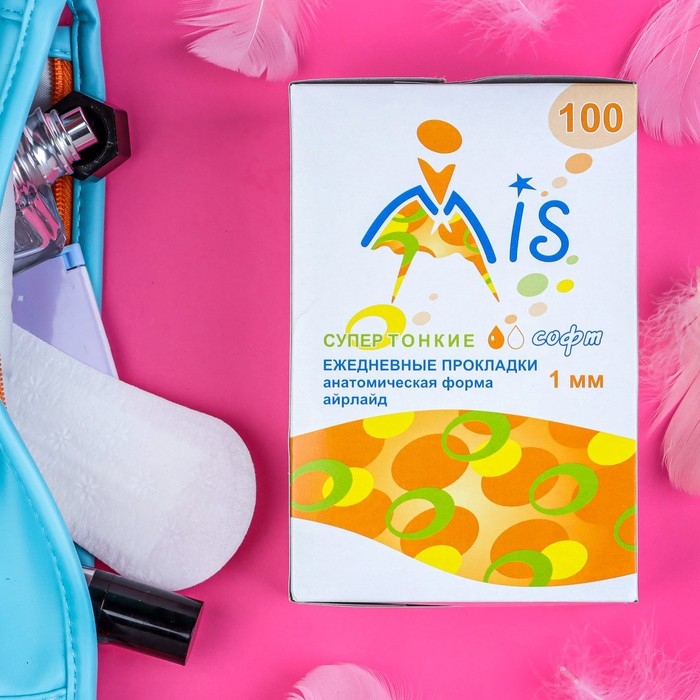 Прокладки ежедневные  Прокладки ежедневные "Mis" супер тонкие айрлайд софт анатомическая форма, 100 шт.