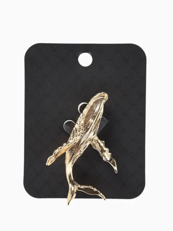 Брошь &laquo;Кит&raquo; морской, цвет золото