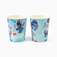 Посуда одноразовая бумажная на 10 персон: стаканы, тарелки, скатерть, Стич