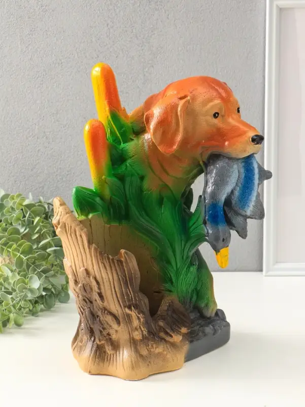 Копилка для денег с подставкой для бутылки &laquo;Пёс охотник&raquo;, гипс, 37.5&times;24&times;30 см