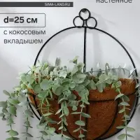Кашпо настенное, d=25 см, с кокосовым вкладышем, &laquo;Полусфера&raquo;, Greengo