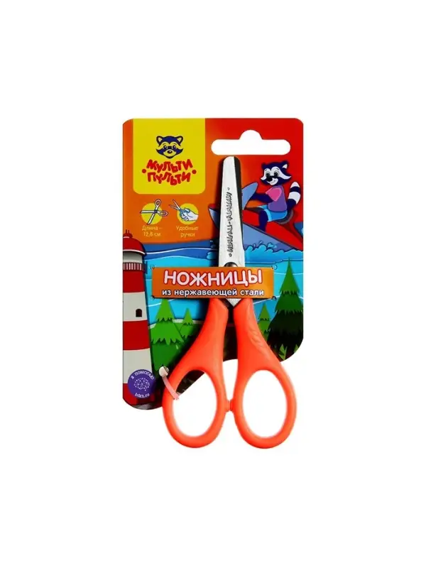 Ножницы 12 см детские Мульти-Пульти &laquo;Приключения Енота&raquo;, МИКС, европодвес