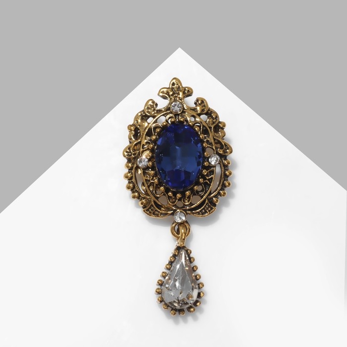 Брошь «Императрица» ночь, цвет сине-белый в чернёном золоте Брошь «Императрица» ночь, цвет сине-белый в чернёном золоте