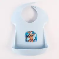 Нагрудник для кормления пластиковый с карманом, цвет голубой, МИКС