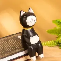 Сувенир «Кот сидячий», 5×6×15 см, дерево, чёрный