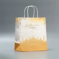 Пакет подарочный крафтовый &laquo;Рамадан&raquo;, Ramadan kareem, 22&times;25&times;12 см