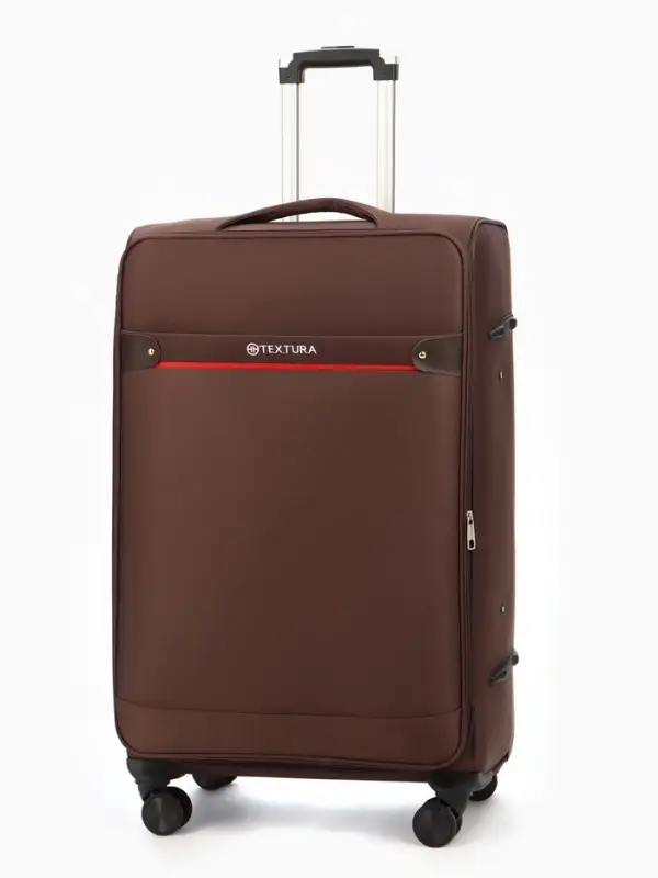 Чемодан на колёсах TEXTURA, кодовый замок, текстильный, с увеличением, 47&times;30&times;78 см, 28", коричневый