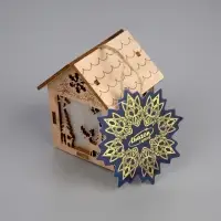 Ёлочная игрушка &laquo;Домик с оленем&raquo;, 8&times;5&times;6 см, 1 LED, от батареек, свечение тёплое белое