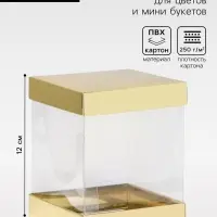 Коробка с PVC Мини &laquo;Золото&raquo; для цветов и подарков, 10&times;10&times;12 см