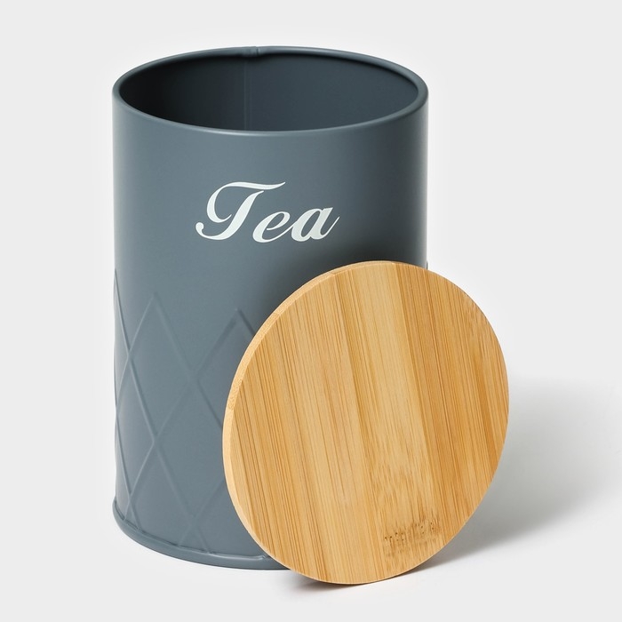 Банка для чая Magistro Tea Graphite, 9,5×13,5 см, цвет серый, с бамбуковой крышкой Банка для чая Magistro Tea Graphite, 9,5×13,5 см, цвет серый, с бамбуковой крышкой