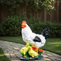 Садовая фигура из полистоуна &laquo;Курица с цыплятами&raquo;, 33&times;17&times;25 см