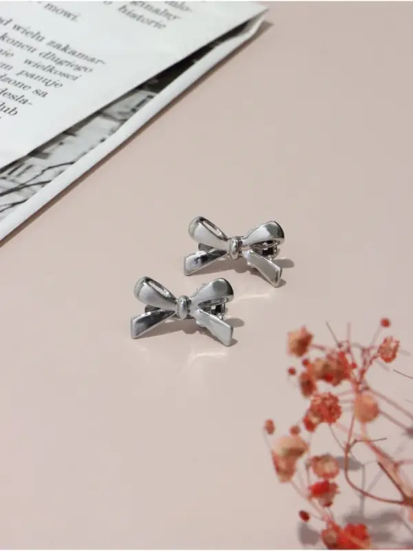 Зажим для волос "Джульет" (набор 2 шт) бантик, 2,5 см, серебро