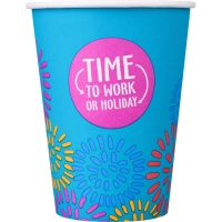 Стакан одноразовый бум односл. 350 мл d-90мм Time to work МИКС  50шт/уп