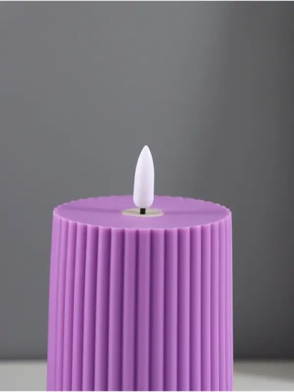 Светодиодная свеча, ночник LED RISALUX &laquo;Уют&raquo;, 3&times;ААА, сиреневый, 7.5&times;7.5&times;12.5 см