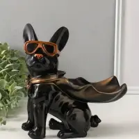 Подставка для мелочей &laquo;Фигурка. Бульдог в плаще&raquo;, полистоун, чёрная, 23&times;20&times;13 см