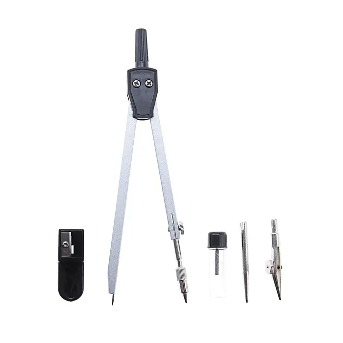 Готовальня Calligrata, 5 предметов (циркуль 145 мм, грифель, рейсфедер, точилка, центрик), в пластиковом пенале