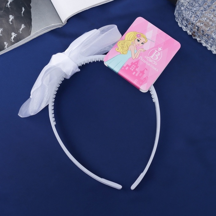 Ободок для волос  Ободок для волос "Школьница" бант классик, 11х1 см, белый