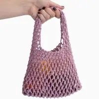 Сумка - авоська плетёная, клетка 1.5 см, лиловая