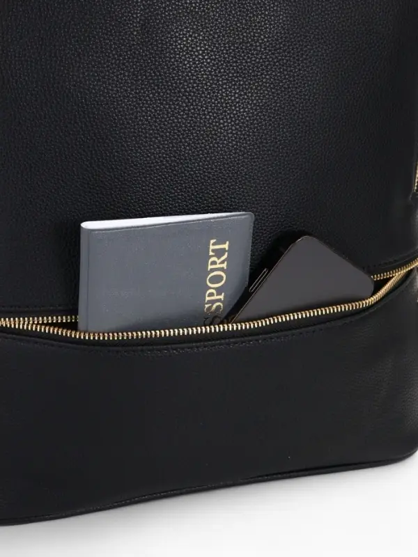 Рюкзак женский на молнии, с карманами, размер 27&times;10&times;34 см, чёрный