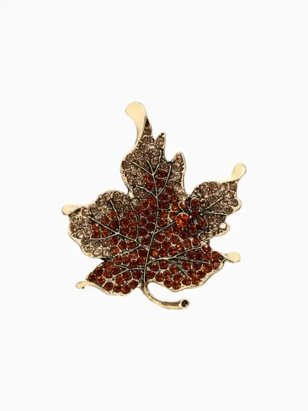 Брошь &laquo;Лист&raquo;, кленовый, коричневая в чернёном золоте