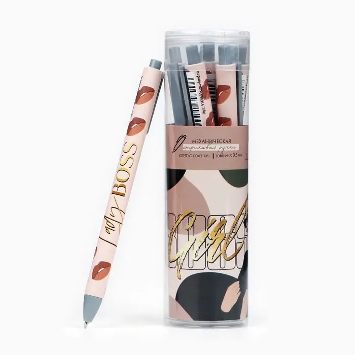 Ручка шариковая, синяя паста, 0.7 мм, автоматическая, софт-тач Boss Ручка шариковая, синяя паста, 0.7 мм, автоматическая, софт-тач Boss