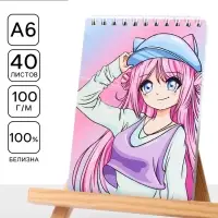 Скетчбук А6, 40 л. 100 г/м&sup2; &laquo;Аниме&raquo;