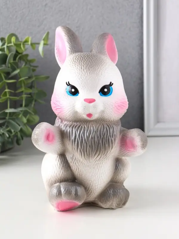 Копилка для денег &laquo;Радостный заяц&raquo;, гипс, серый, 21 см