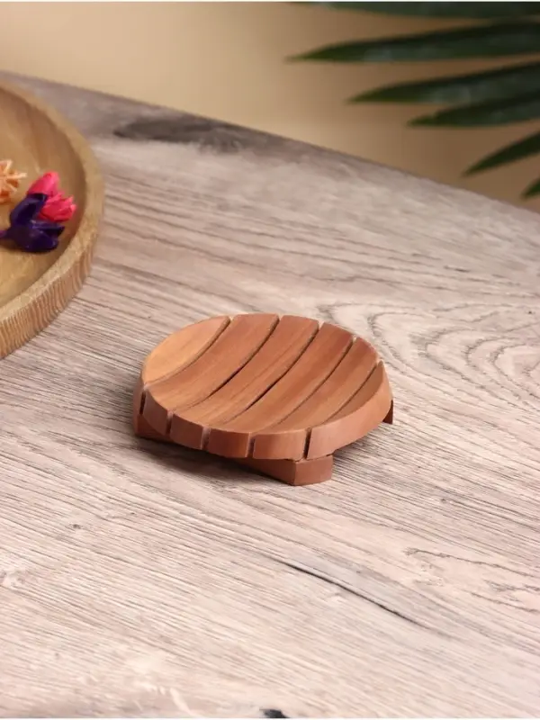 Мыльница, 10&times;10&times;2 см, дерево джати, коричневая