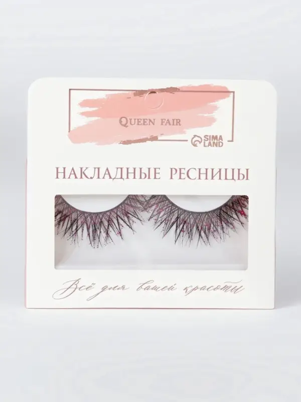 Ресницы накладные &laquo;Сияй&raquo;, с блёстками, 14 мм, без клея, розовые