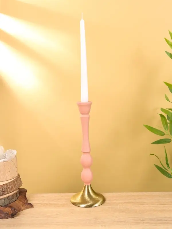 Подсвечник на 1 свечу "Пудровый" 10,5х10,5х30 см