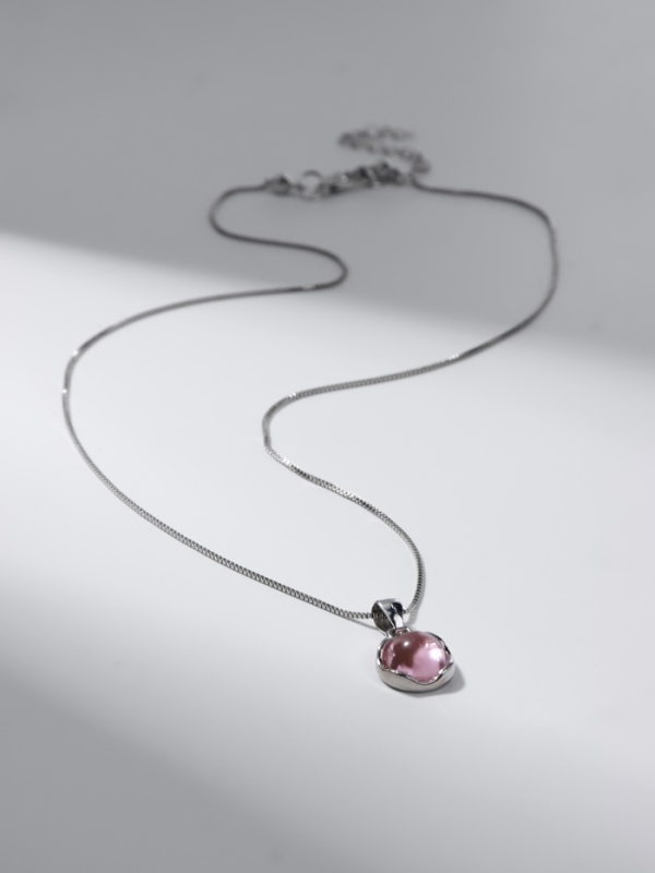 Кулон «Нежность» на цепочке, цвет розовый в серебре, 45 см Кулон «Нежность» на цепочке, цвет розовый в серебре, 45 см