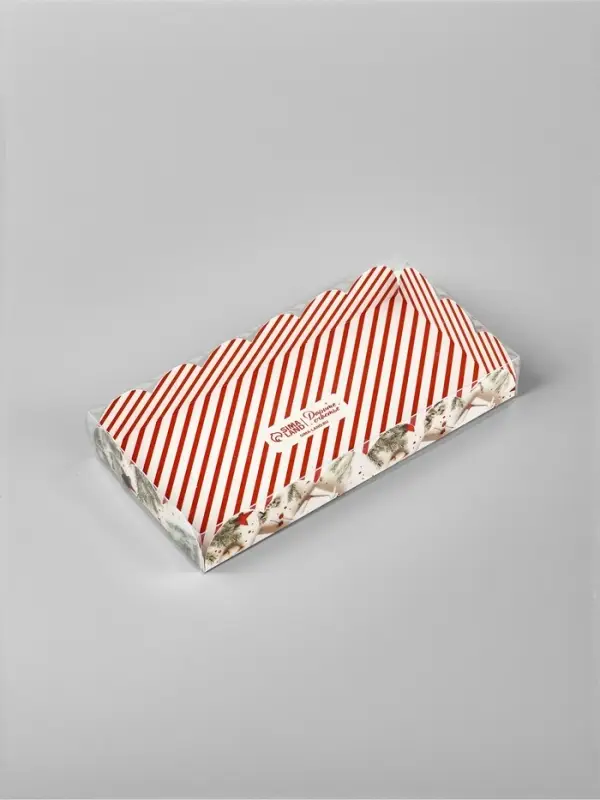 Коробка для кондитерских изделий с пластиковой крышкой &laquo;С Новым годом!&raquo;, 10.5&times;21&times;3 см