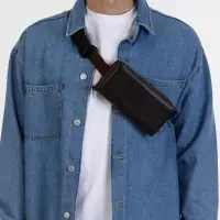 Сумка мужская на плечо TEXTURA, портмоне-клатч, на молнии, коричневая