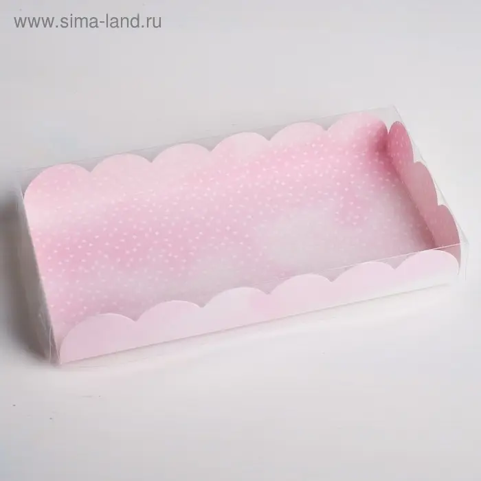 Коробка для печенья, кондитерская упаковка с пластиковой крышкой, Happy your day, 21 х 10.5 х 3 см Коробка для печенья, кондитерская упаковка с пластиковой крышкой, Happy your day, 21 х 10.5 х 3 см