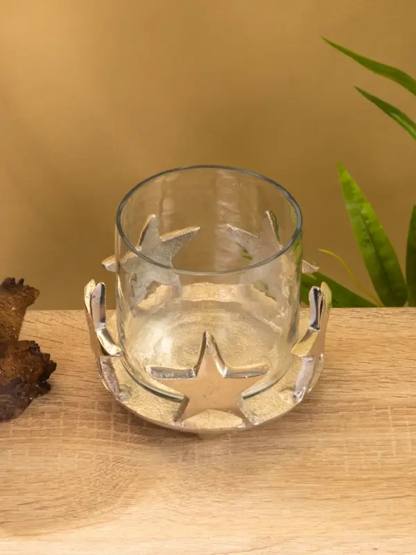 Подсвечник со стеклом Подсвечник со стеклом"Созвездие" алюминий 11х11х12 см