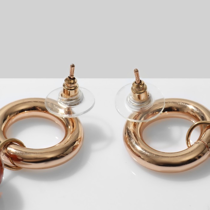 Серьги «Грибы» мухомор в крапинку, цвет бело-коричневый в золоте Серьги «Грибы» мухомор в крапинку, цвет бело-коричневый в золоте