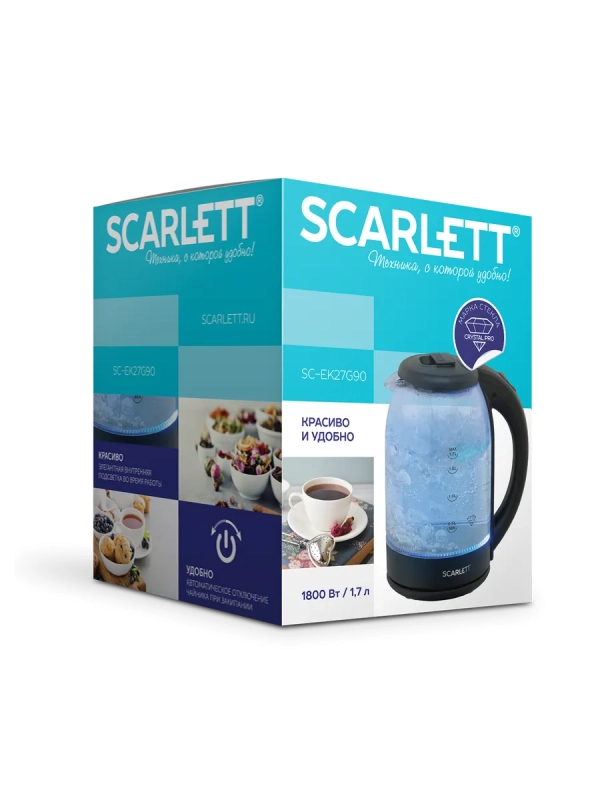 Чайник электрический стеклянный с подсветкой SC-EK27G90 1,7л Чайник электрический стеклянный с подсветкой SC-EK27G90 1,7л
