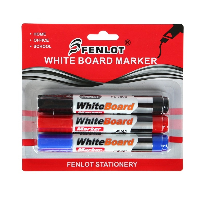 Набор маркеров для доски, 3 цвета, 3 мм, блистер Набор маркеров для доски, 3 цвета, 3 мм, блистер