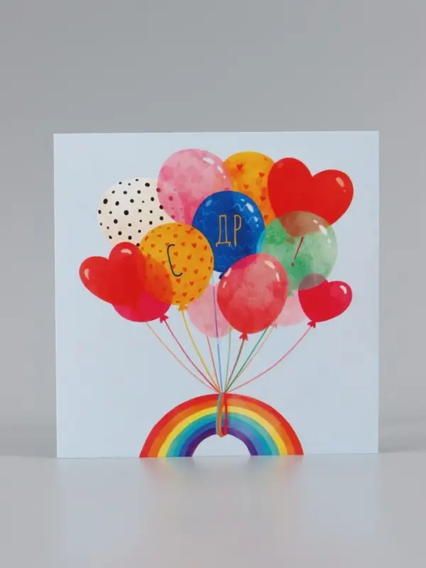 Открытка &laquo;С Днём Рождения!&raquo;, воздушные шары, 15&times;15 см