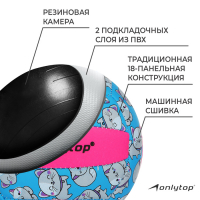 Волейбольный мяч ONLYTOP «Кошечка», машинная сшивка, 18 панелей, р. 2, PVC