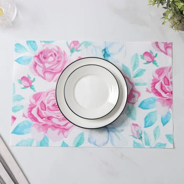 Салфетки сервировочные на стол Доляна &laquo;Бутоны&raquo;, 4 шт., 45&times;30 см