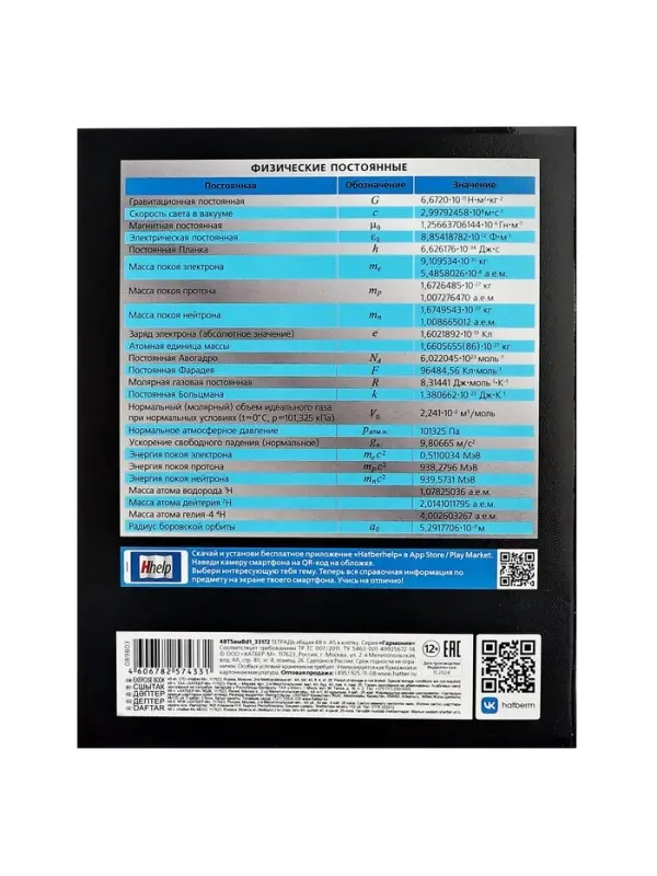 Предметная тетрадь по физике Hatber &laquo;Гармония&raquo;, 48 листов, в клетку, со справочным материалом, обложка из мелованного картона