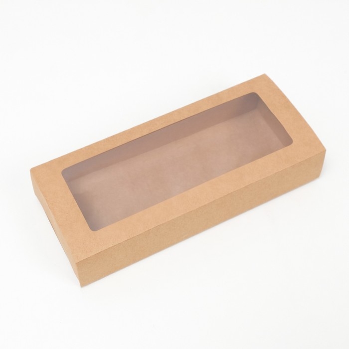 Коробка складня, пенал, с окном, крафтовая, 27 х 12 х 5 см Коробка складня, пенал, с окном, крафтовая, 27 х 12 х 5 см