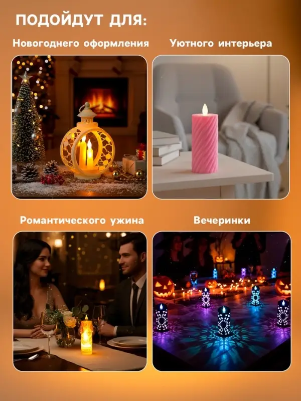 Светодиодная свеча LED - ночник RISALUX &laquo;С подтёками, грани&raquo;, 3&times;LR41, прозрачный, 3.5&times;3.5&times;7 см