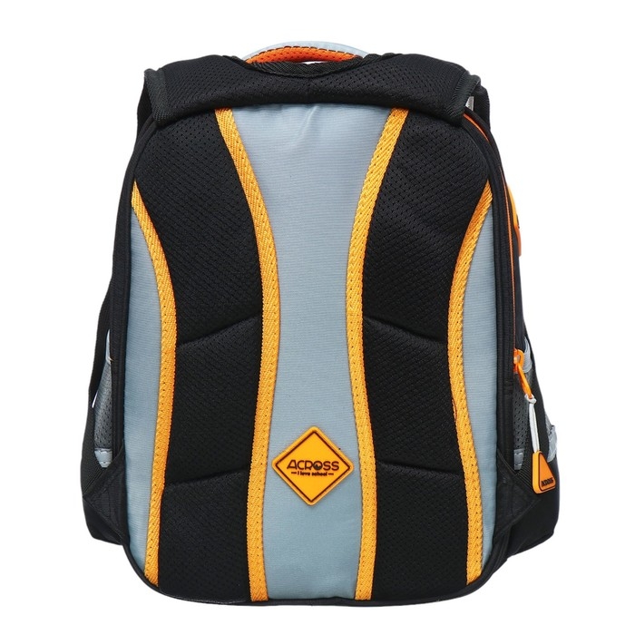 Рюкзак школьный 37 x 28 x 13см, эргономичная спинка, Across 557, + мешок, черный/оранжевый Рюкзак школьный 37 x 28 x 13см, эргономичная спинка, Across 557, + мешок, черный/оранжевый