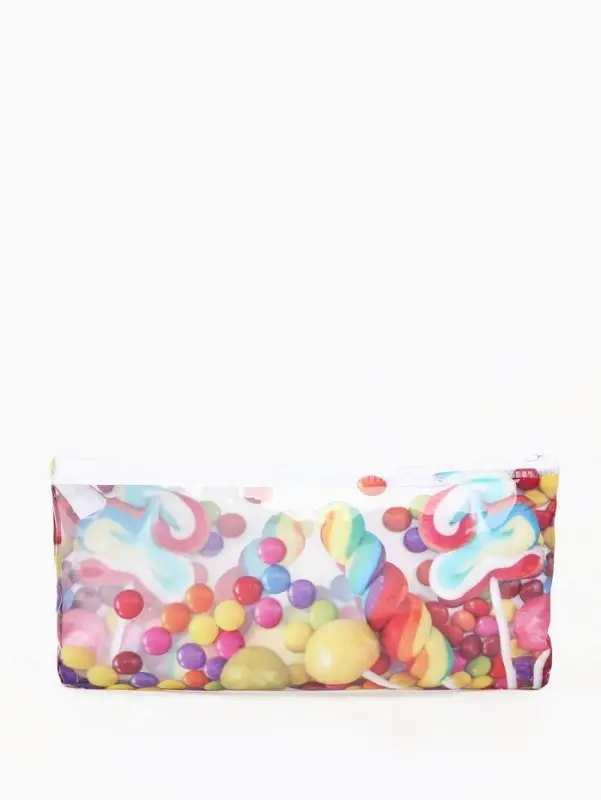 Косметичка-пенал на молнии, с рисунком, белая/разноцветная