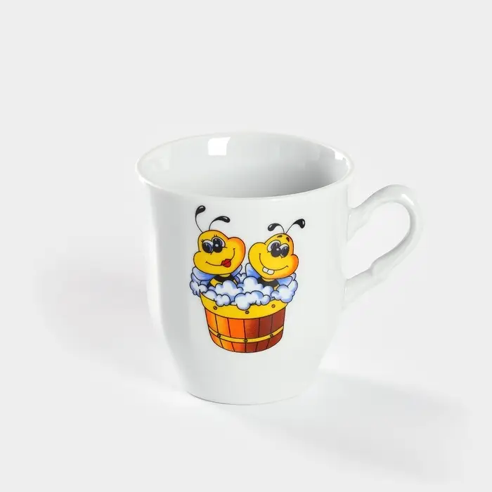 Кружка детская Добрушский завод &laquo;Школьная. Пчёлы&raquo;, 250 мл, фарфор, белая, рисунок МИКС