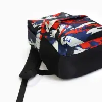 Рюкзак школьный на молнии, с карманами, с принтом, размер 29&times;12&times;42 см, синий/красный